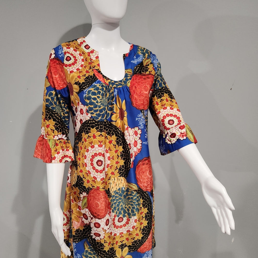 Aryeh By Anthropologie Blue and Red Floral Tunic